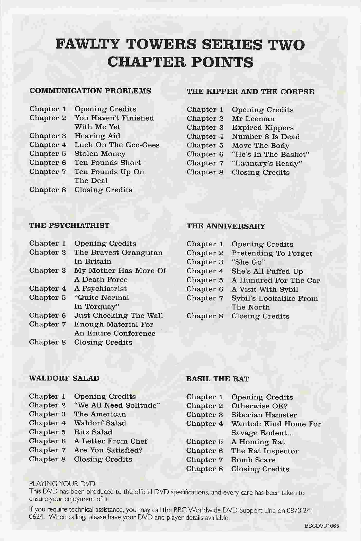 Inserts from BBCDVD 1065